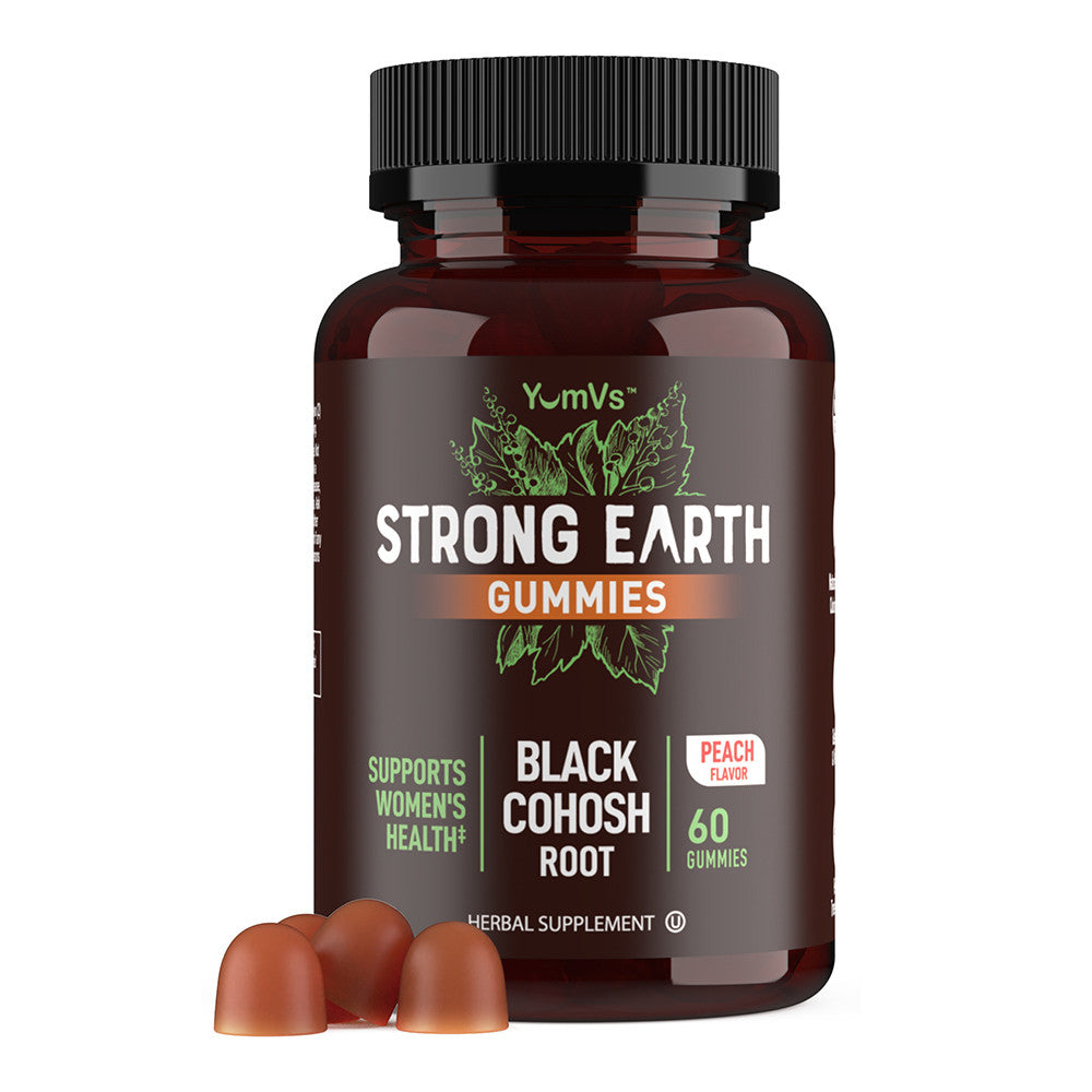 YumVs Strong Earth Black Cohosh Root Gummies for Womens Health, Peach, 60 Ea